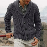 Men's Cable Knit Shawl Collar Cardigan