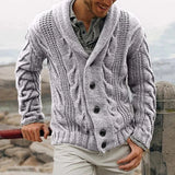 Men's Cable Knit Shawl Collar Cardigan