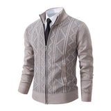 Men's Textured Zip Front Knit Cardigan