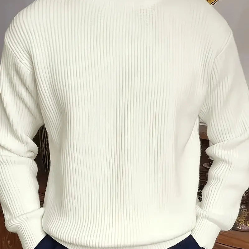 Men's Waffle Knit Crew Neck Sweater