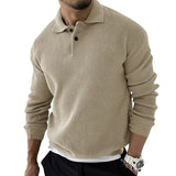 Men's Textured Knit Polo Sweater