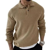 Men's Textured Knit Polo Sweater