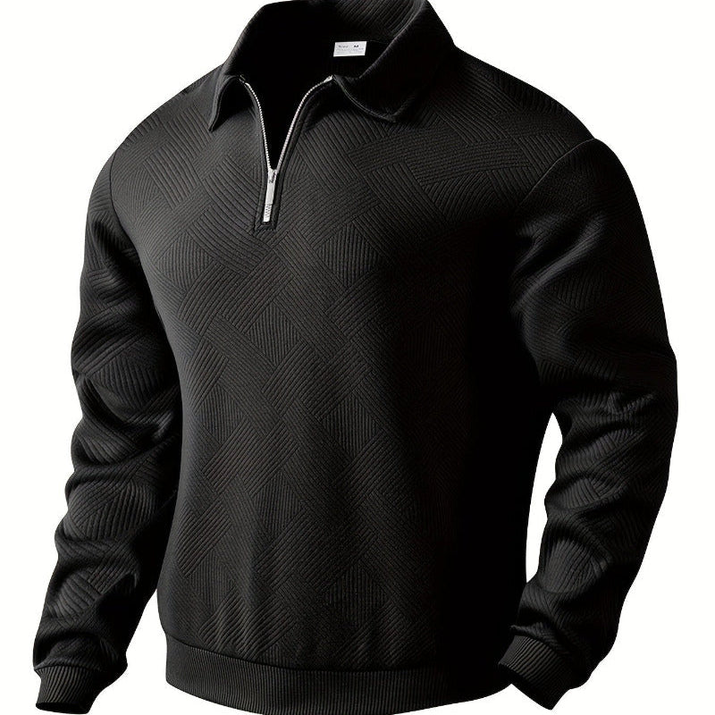 Men's Quarter Zip Ribbed Knit Sweater