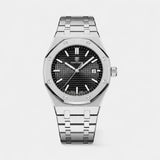 Men's Silver Stainless Steel Watch – Luminous and Waterproof Quartz 42 mm