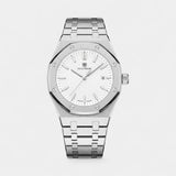 Men's Silver Stainless Steel Watch – Luminous and Waterproof Quartz 42 mm