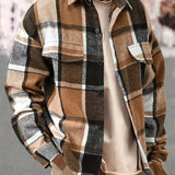 Men's Plaid Button Overshirt Jacket