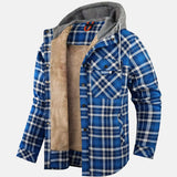 Men's Hooded Sherpa Lined Plaid Jacket