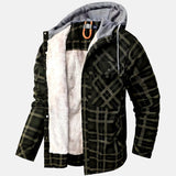 Men's Hooded Sherpa Lined Plaid Jacket