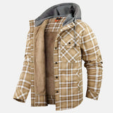 Men's Hooded Sherpa Lined Plaid Jacket
