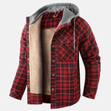 Men's Hooded Sherpa Lined Plaid Jacket