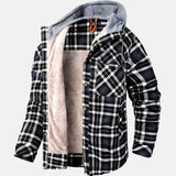 Men's Hooded Sherpa Lined Plaid Jacket