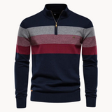 Men's Striped Half Zip Knit Sweater