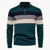 Men's Striped Half Zip Knit Sweater