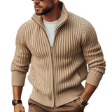 Men's Ribbed Full Zip Knit Cardigan
