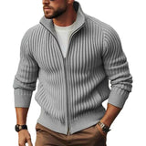 Men's Ribbed Full Zip Knit Cardigan