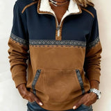 Women's Quarter Zip Fleece Pullover with Kangaroo Pocket