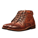 Men's Vintage Leather Lace Up Ankle Boots