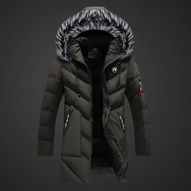 Men's Sherpa-Lined Long Hooded Winter Parka