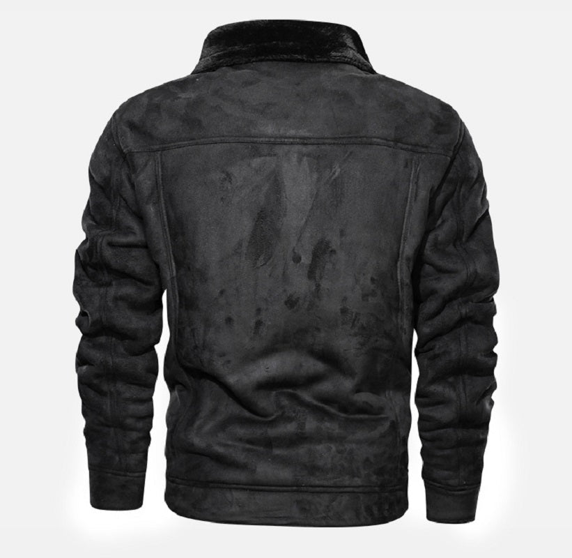Men's Faux Leather Sherpa Collar Jacket