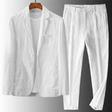 Men's Camel Linen Spring Two Piece Set