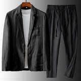 Men's Camel Linen Spring Two Piece Set