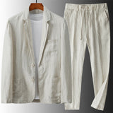 Men's Camel Linen Spring Two Piece Set