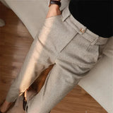 Men's Slim Fit Linen Dress Trousers