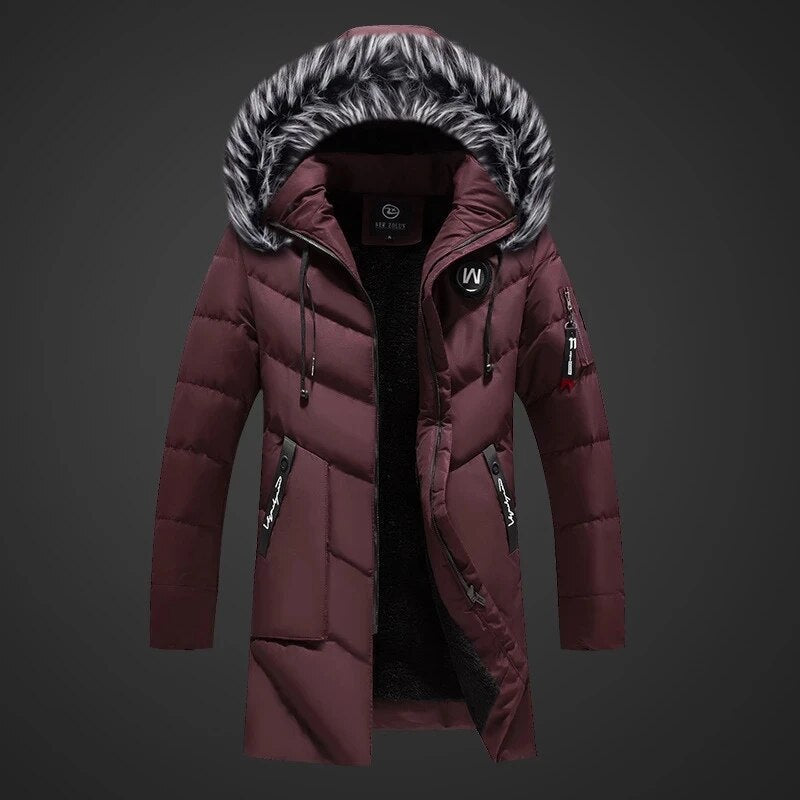Men's Sherpa-Lined Long Hooded Winter Parka
