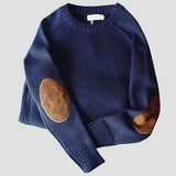 Men's Elbow Patch Crew Neck Knit Sweater