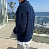 Men's Half Zip Textured Knit Sweater