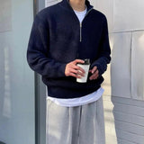 Men's Half Zip Textured Knit Sweater