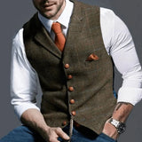 Men's Vintage Tweed Button Waistcoat