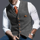 Men's Vintage Tweed Button Waistcoat