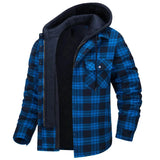 Men's Hooded Sherpa Lined Plaid Jacket