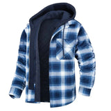 Men's Hooded Sherpa Lined Plaid Jacket