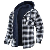 Men's Hooded Sherpa Lined Plaid Jacket