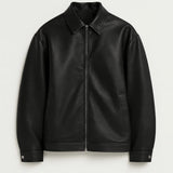 Men's Zip Front Faux Leather Bomber Jacket