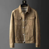 Men's Suede Button Trucker Jacket