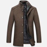 Men's Layered Stand Collar Overcoat