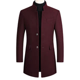 Men's Stand Collar Button Overcoat