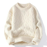 Men's Textured Cable Knit Crew Neck Sweater