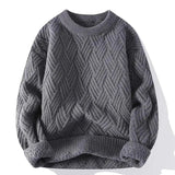 Men's Textured Cable Knit Crew Neck Sweater