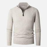 Men's Ribbed Half Zip Knit Sweater