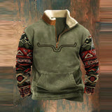Men's Tribal Pattern Half Zip Fleece Pullover