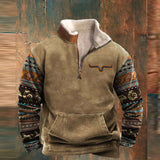 Men's Tribal Pattern Half Zip Fleece Pullover