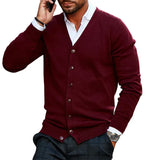 Men's V-Neck Button Knit Cardigan