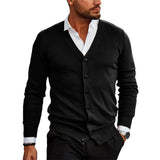Men's V-Neck Button Knit Cardigan