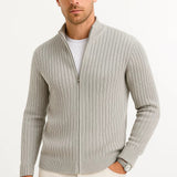 Men's Ribbed Zip-Up Knit Cardigan