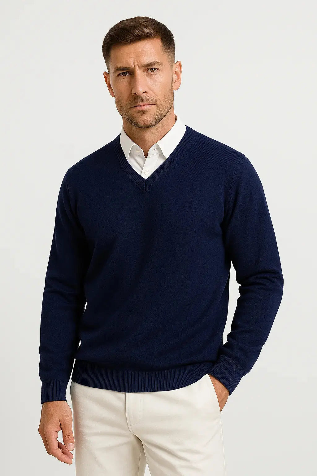 Harbour Weston Men's Slim Fit Cashmere V-Neck Pullover - Elegant Casua
