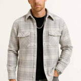 Harbour Weston | Men's Long Sleeve Checkered Casual Shirt in Khaki - Cotton-Polyester Blend